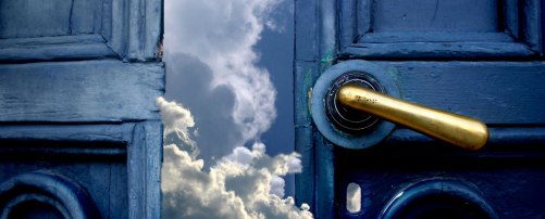 Blue door opening