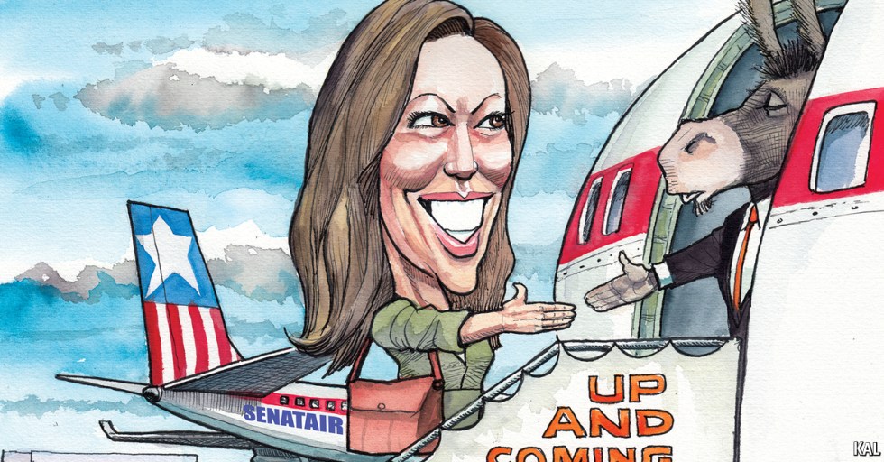 Kamala Harris on DEM airplane