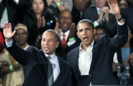 Deval obama at podium
