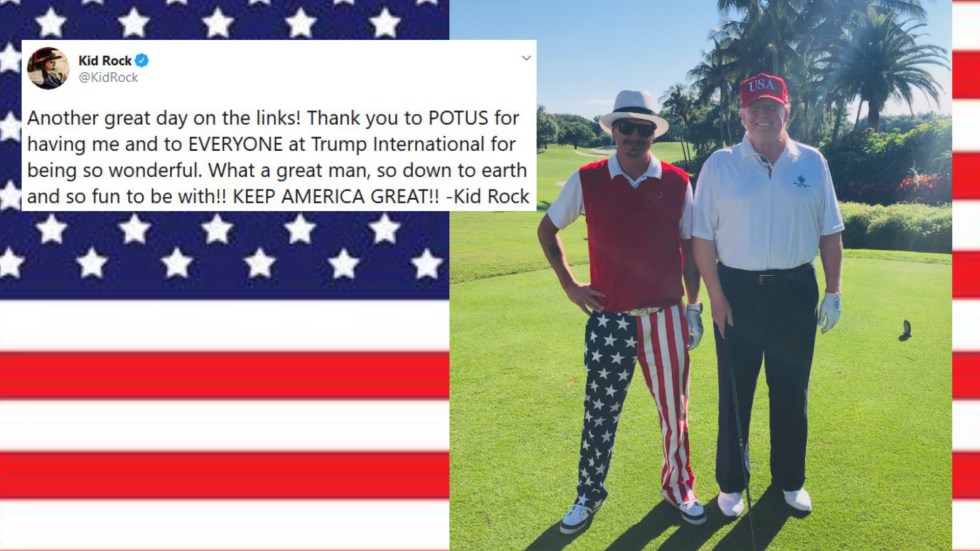 kid rock plays golf Trump