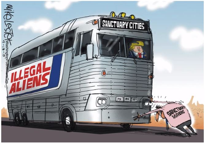 sanctuary city bus trump
