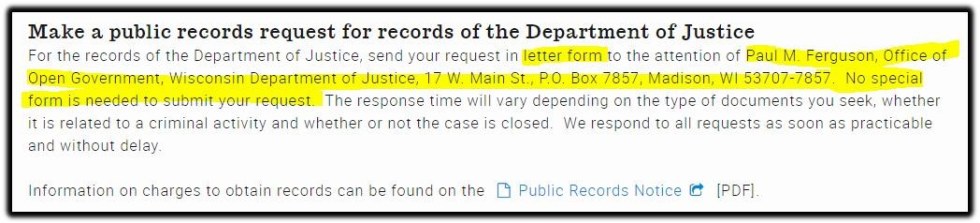 department of Justice wisconsin