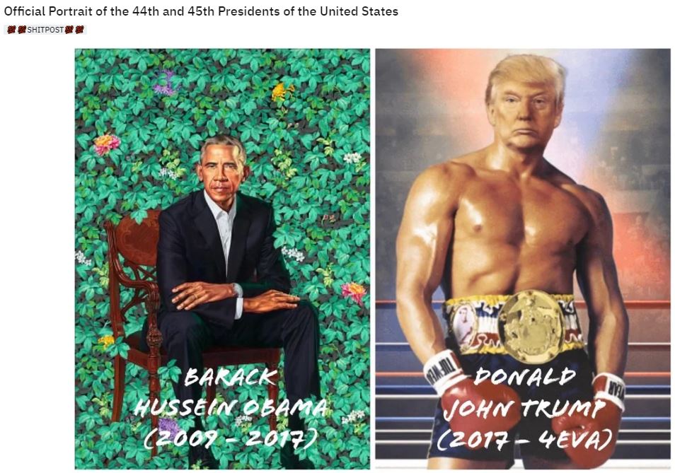 obama trump official painting boxer