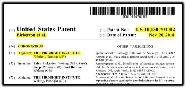 coronavirus patent