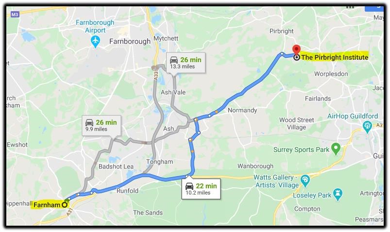 pirbright map Farnham