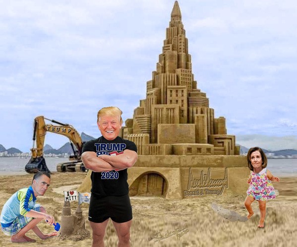 sand castle romney pelosi trump