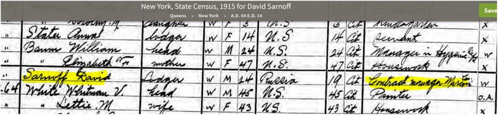 david sarnoff contract