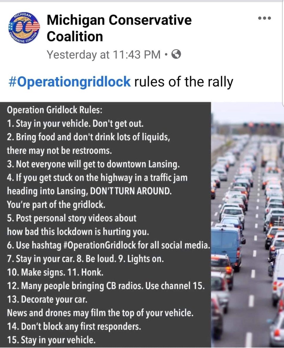 michigan car gridlock protest