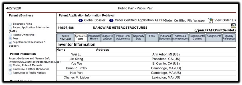 nanowire inventors