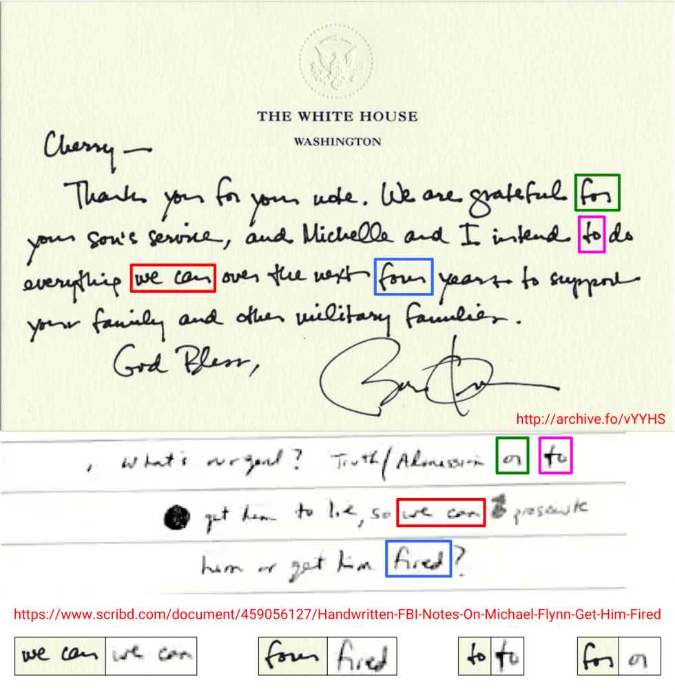 handwriting Obama note