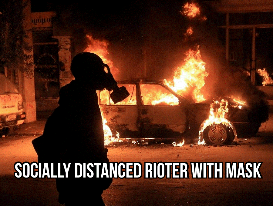 rioter in mask