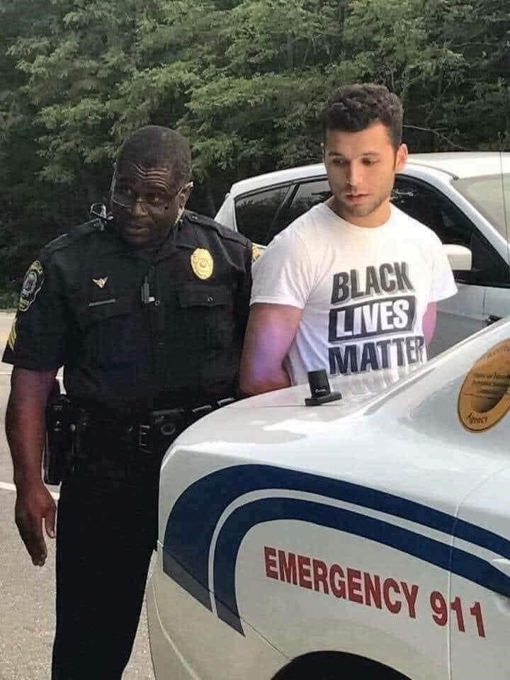 blm police arrest white man