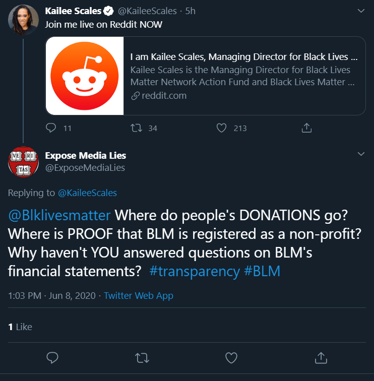 blm tweet financing