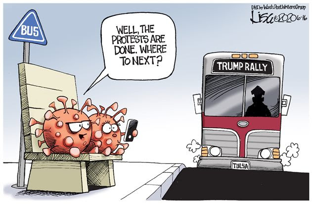 corona bus trump rally