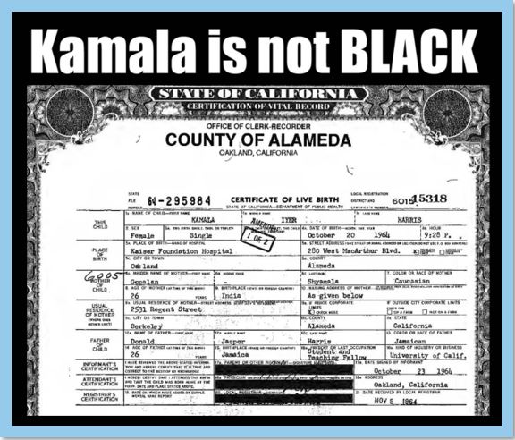 kamala not black