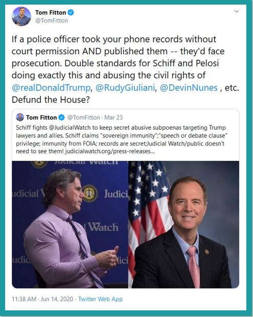tom fitton police adam schiff