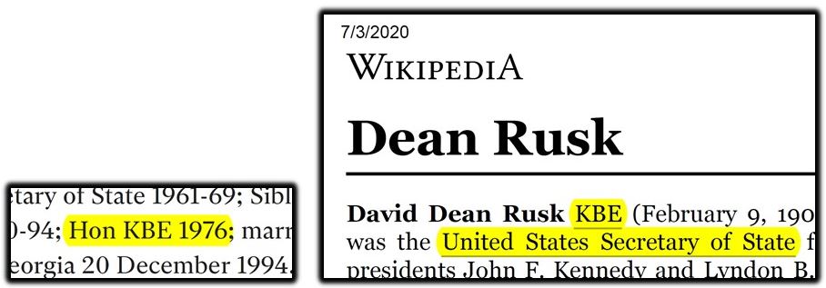 dean rusk knighthood
