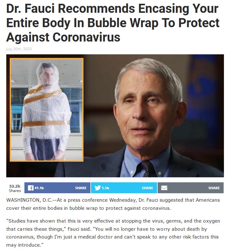 fauci bubble wrap