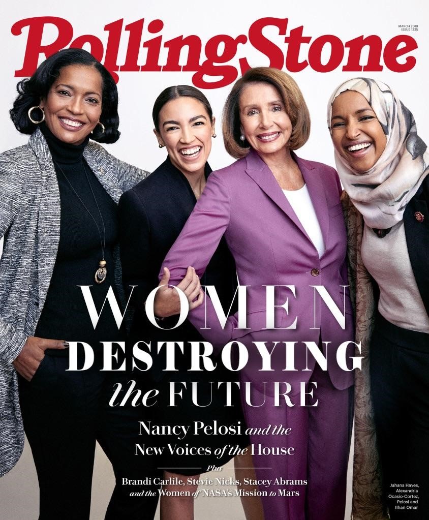 pelosi aoc and democrat women rolling stones
