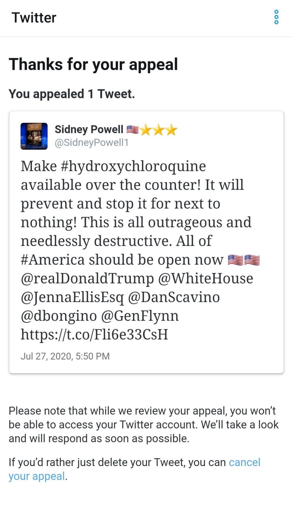 sidney powell tweet