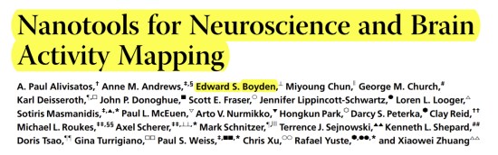 Peer Review Team, including Edward S. Boyden. (Mar. 20, 2013). Nanotools for Neuroscience and Brain Activity Mapping, Vol. 7, No. 3, 1850-1866. ACS Nano.