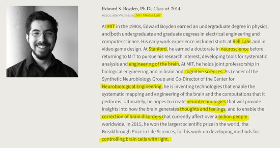 Edward S. Boyden, MIT, Stanford, Bell Labs nanotube professor who regularly collaborates with indicted Harvard professor Charles M. Lieber, American Academy of Achievement aka British Pilgrims Society, Washington, D.C. subsidiary.