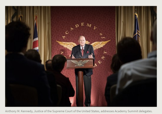 Press Release. (Oct. 10, 2017). 52nd International Academy of Achievement, London and Oxfordshire, keynote speaker Neil Gorsuch. U.S./UK Pilgrims Society. (Anthony M. Kennedy, Justice of the Supreme Court of the United States, addresses Academy Summit delegates.)