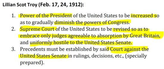 Lillian Scott Troy. (Feb. 17, 24, 1912). The 24-step Pilgrims Society Corporatist Imperial Federation Strategy to Return America to British Rule, with preamble by Hon. Dr. Lt. Commander Jacob. Thorkelson, MN, 1940. The San Francisco Leader, GPO, George Mason.