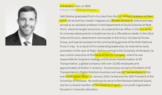 Seth Bodnar, US Army, General Electric, Chief Digital Officer, University of Montana. American Academy of Achievement aka British Pilgrims Society, Washington, D.C. subsidiary.