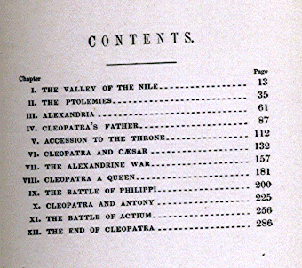 [Contents] from Cleopatra by Jacob Abbott
