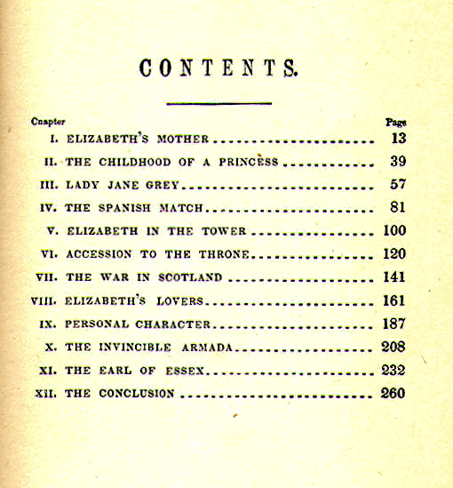 [Contents] from Queen Elizabeth by Jacob Abbott
