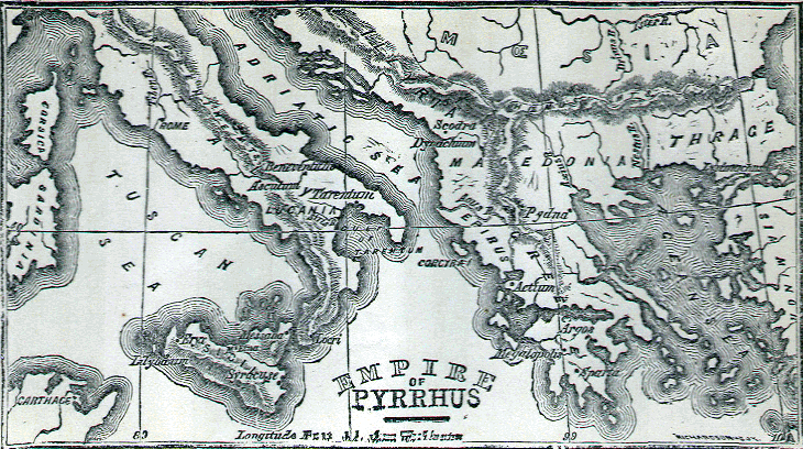 Map of Pyrrhus' Empire. Empire of Pyrrhus