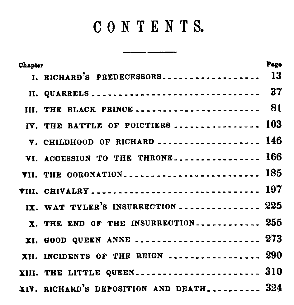 [Contents] from Richard II by Jacob Abbott