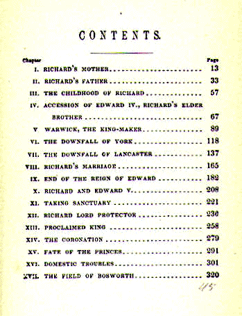 [Contents] from Richard III by Jacob Abbott
