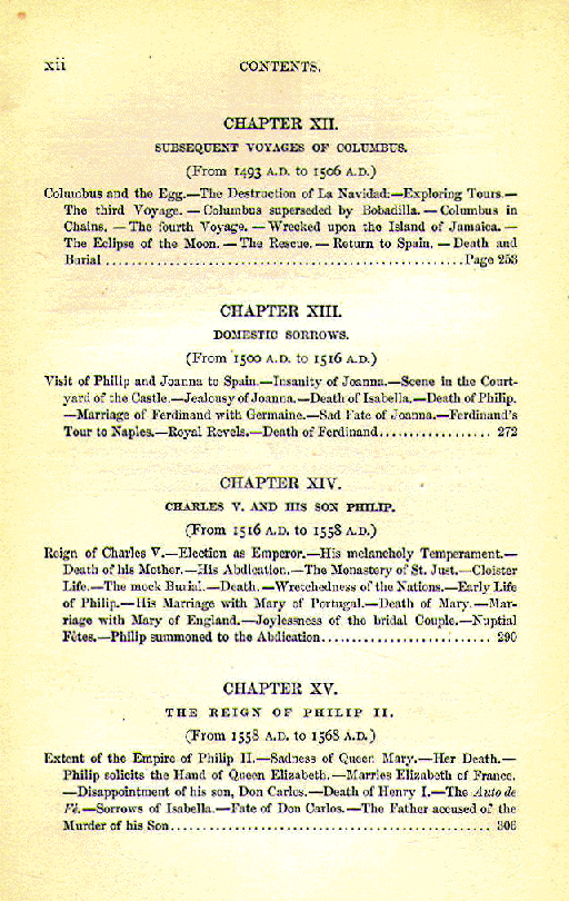 [Contents, Page 4 of 6] from Romance of Spanish History by John S. C. Abbott