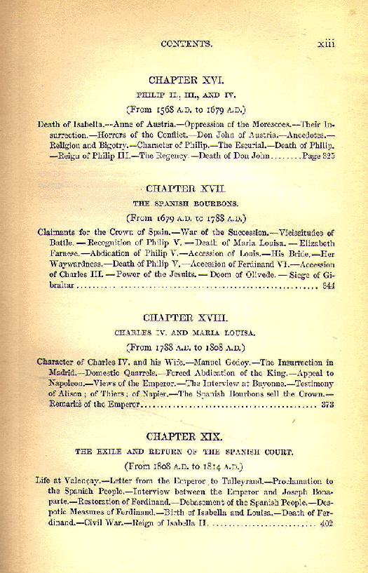 [Contents, Page 5 of 6] from Romance of Spanish History by John S. C. Abbott