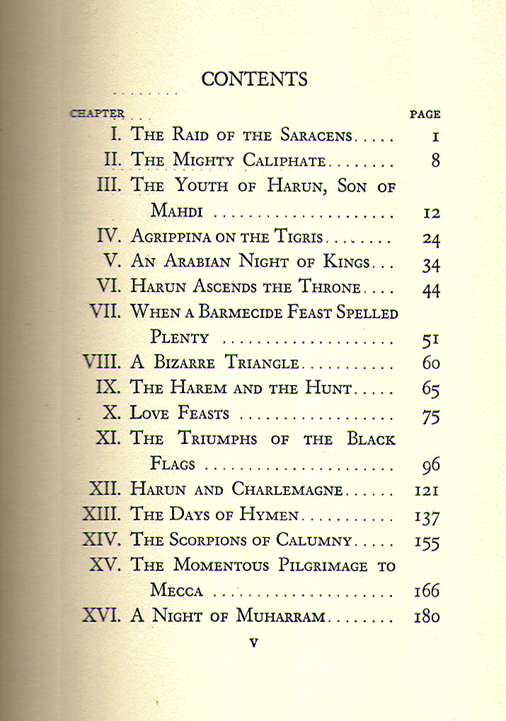 [Contents, 1 of 2] from Harun Al-Rashid by Gabriel Audisio