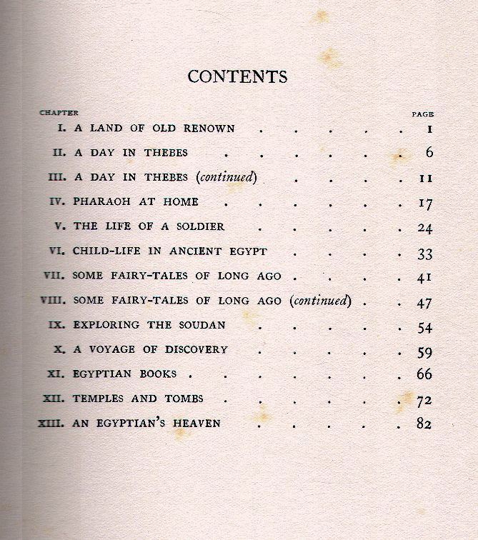 [Contents] from Peeps at Ancient Egypt by Jamse Baikie