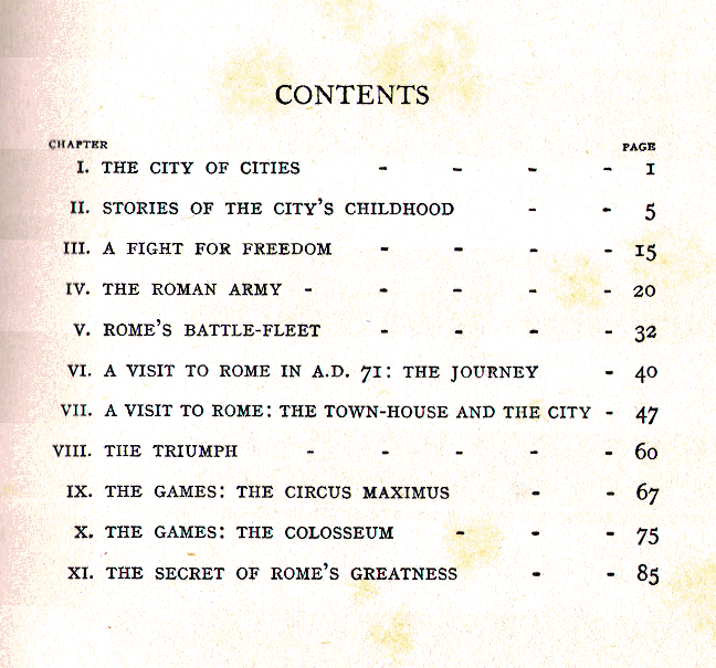 [Contents] from Peeps at Ancient Rome by Jamse Baikie