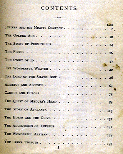 [Contents] from Old Greek Stories by James Baldwin