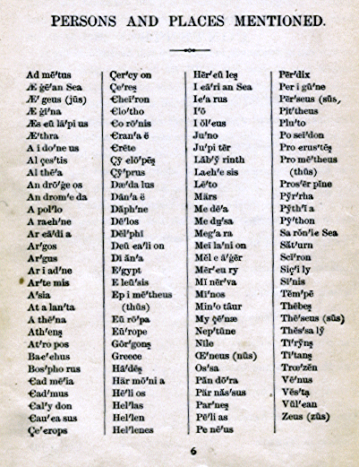 [Persons and Places Mentioned] from Old Greek Stories by James Baldwin