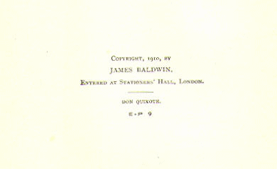 [Copyright Page] from Stories of Don Quixote by James Baldwin