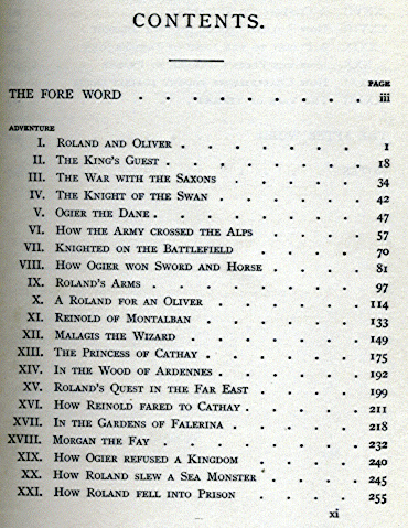 [Contents] from The Story of Roland by James Baldwin