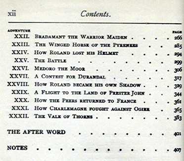 [Contents (continued)] from The Story of Roland by James Baldwin