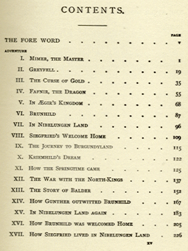 [Contents] from The Story of Siegfried by James Baldwin