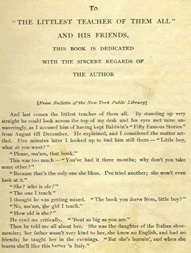 [Dedication] from Thirty Famous Stories  by James Baldwin