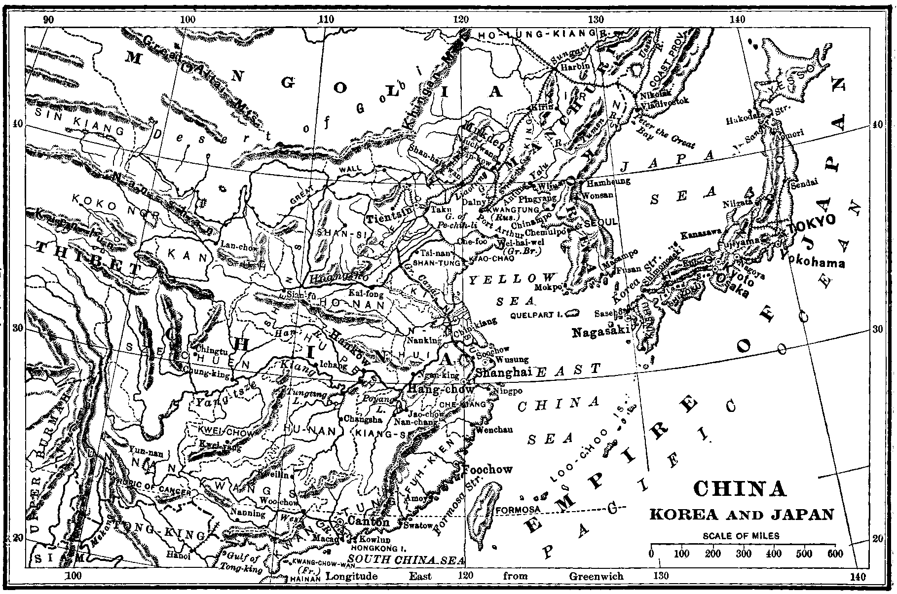 Map of China China, Korea and Japan