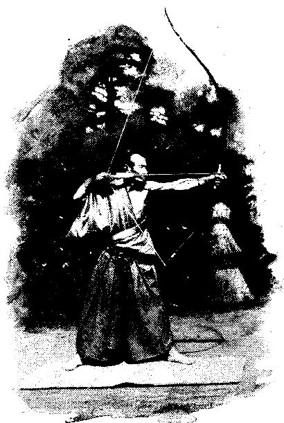 Practicing with bow and arrow