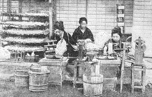 Winding silk from cocoons