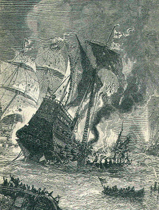 Spanish Galleys in a sea-fight.